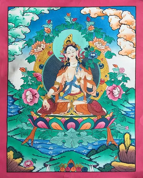 White Tara Thangka (Brocadeles