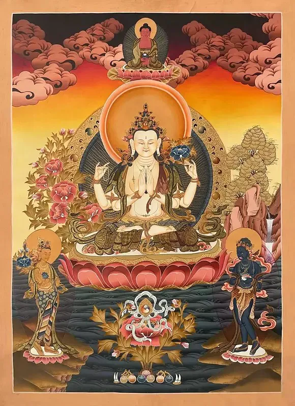 Chengrezig Thangka (Brocadeles
