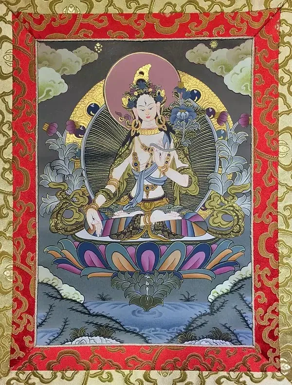White Tara Thangka (Brocadeles