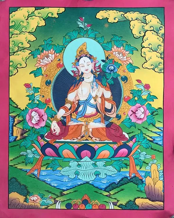White Tara Thangka (Brocadeles