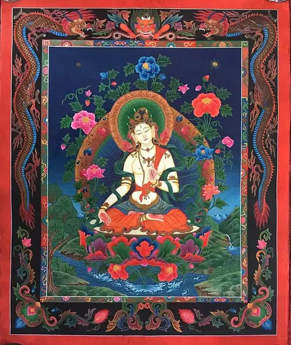 Newari Style White Tara Thangk