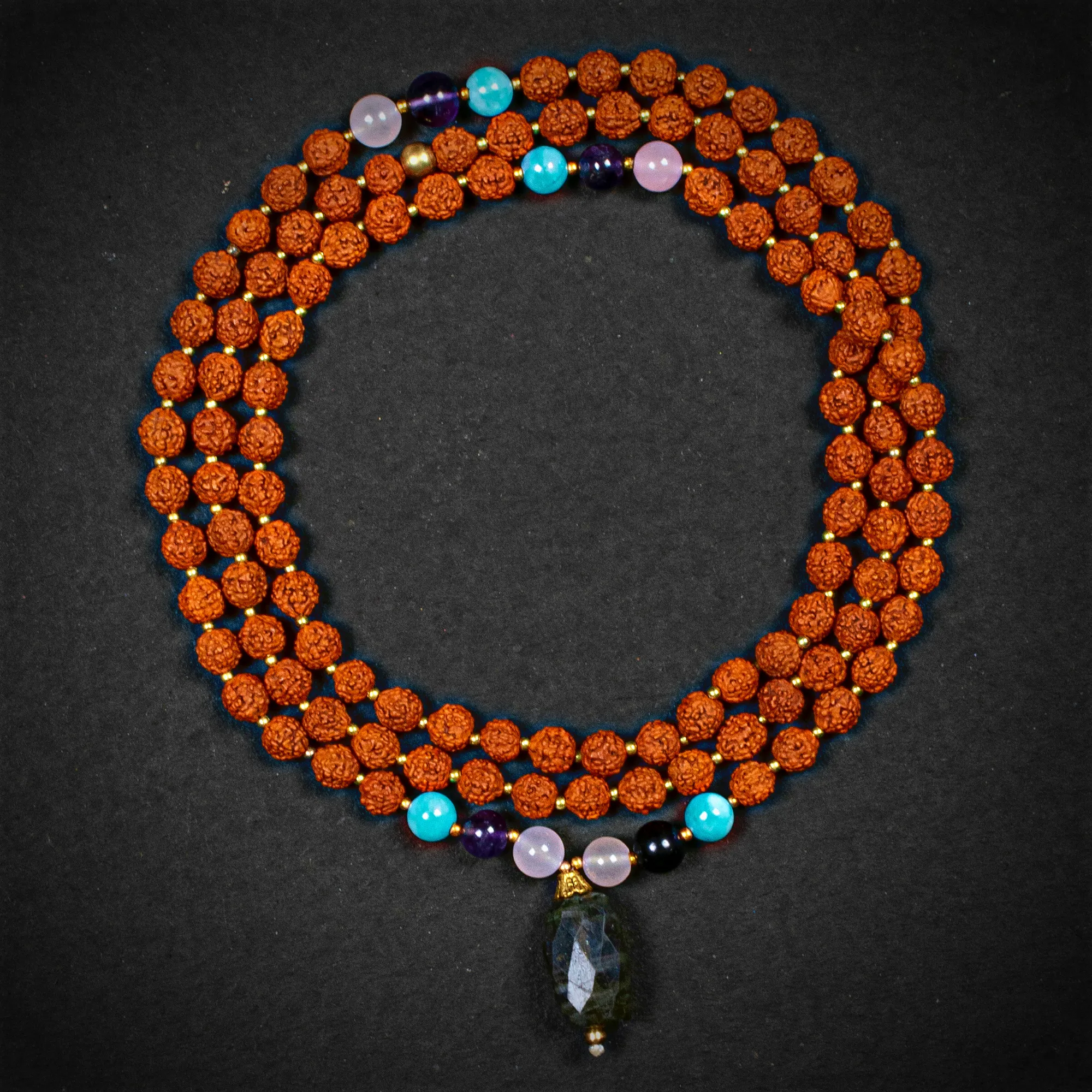 Rudraksha Mala with Labradorit
