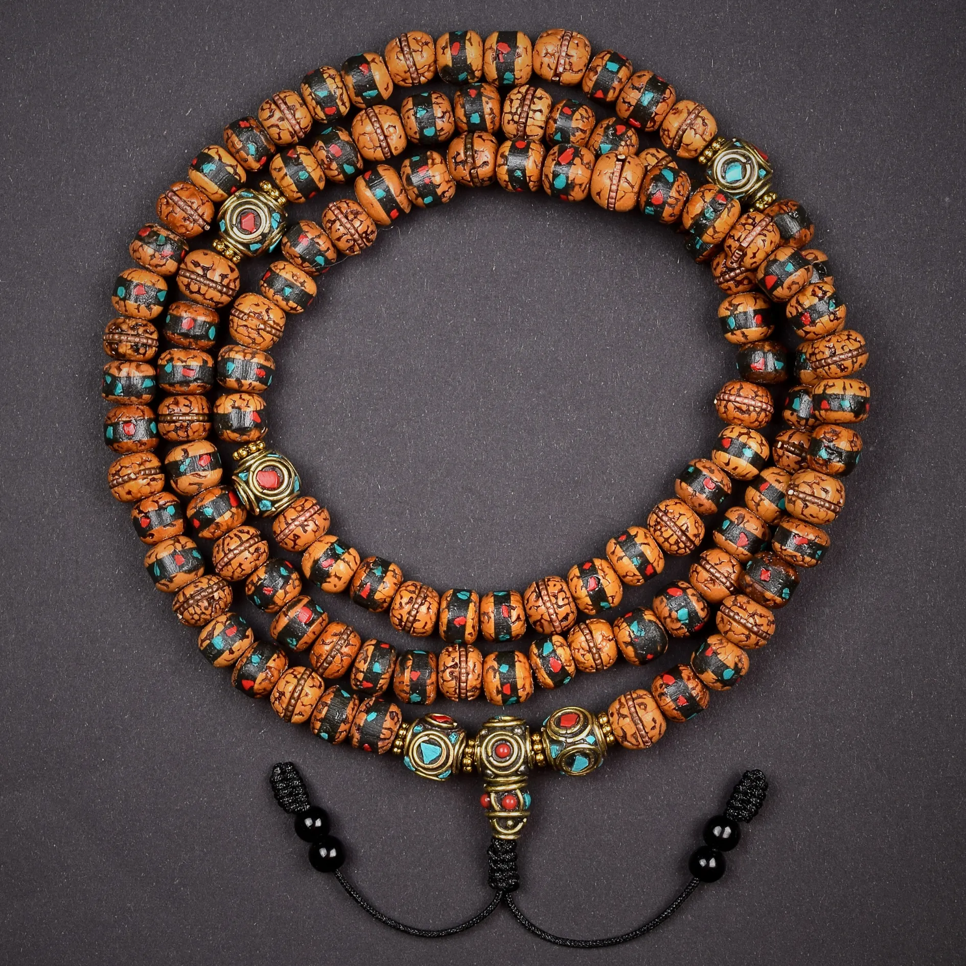 Rudraksha Mala with Turquoise 