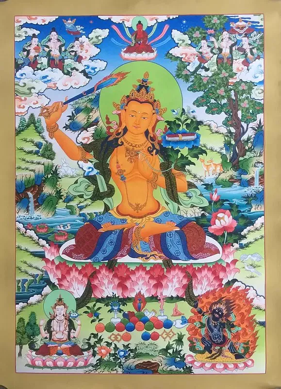 Manjushree Thangka (Brocadeles