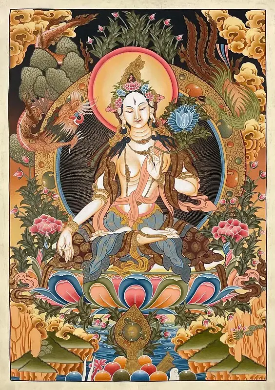 White Tara Thangka (Brocadeles