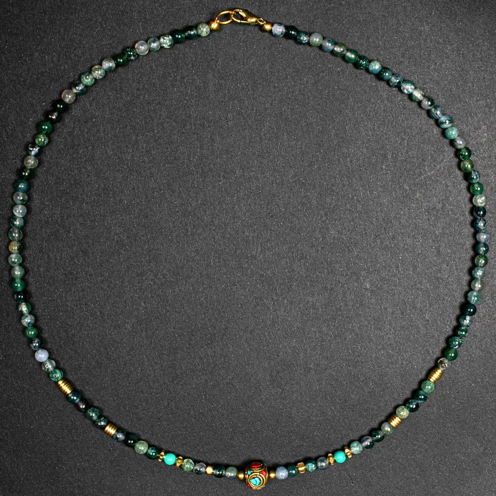 Moss Agate Short Mala