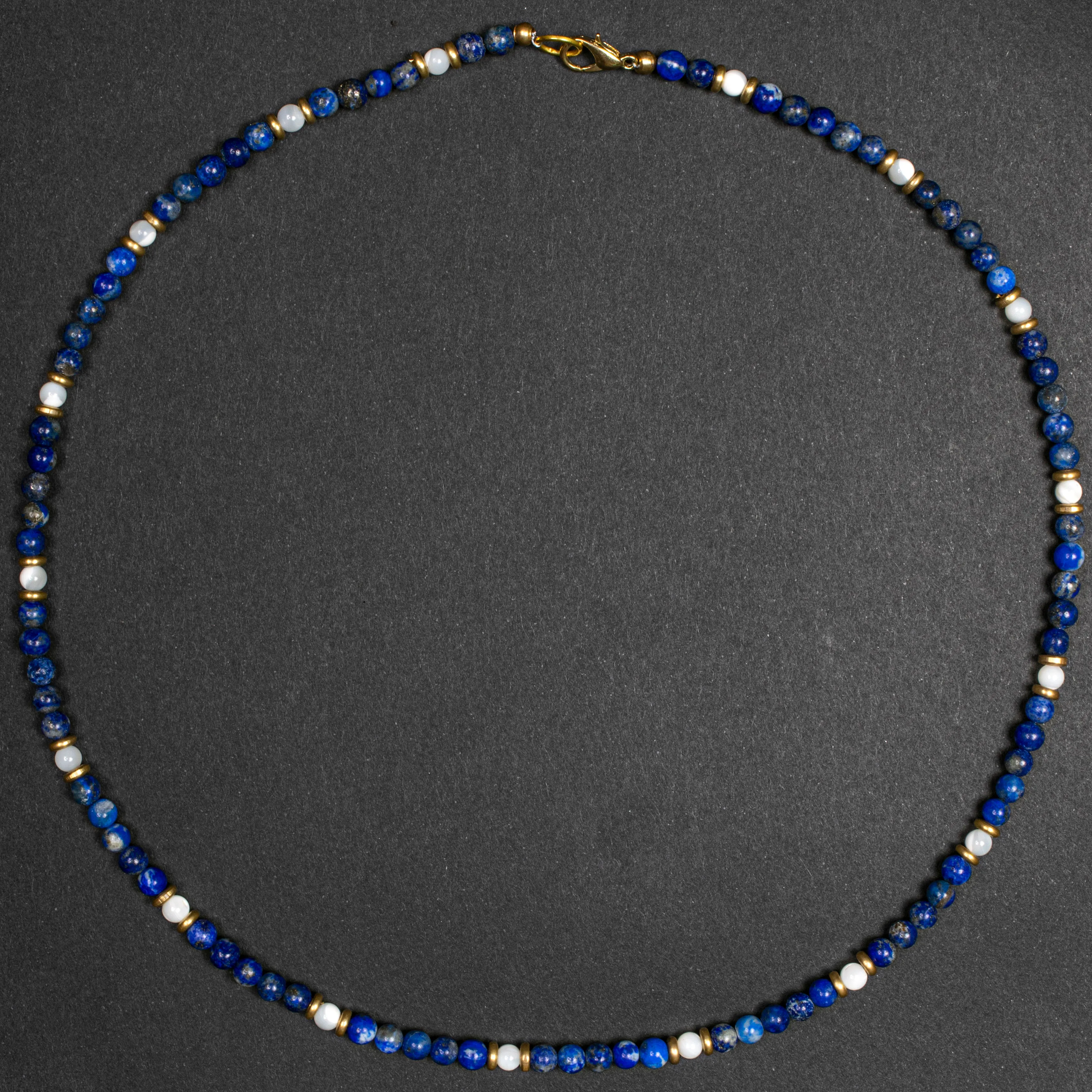 Lapis and Pearl Short Mala