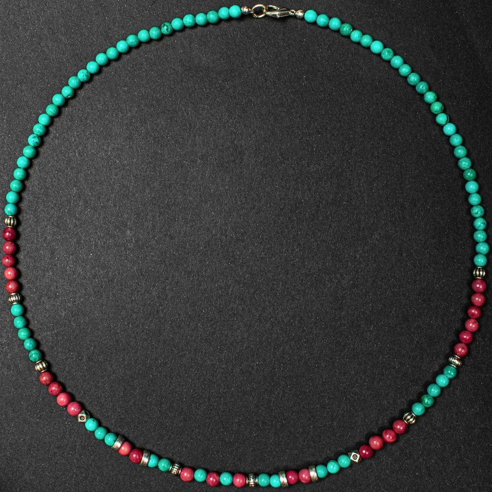 Tibetan Turquoise with Rhodoni