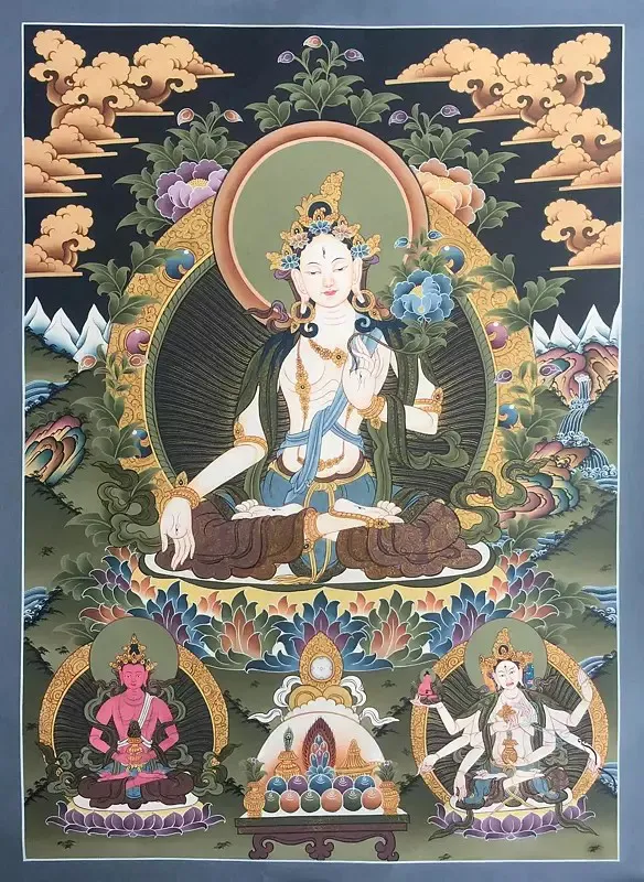 White Tara Thangka (Brocadeles