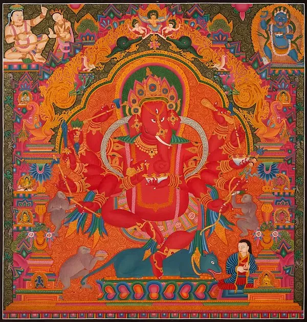Red Newari Ganesha (Brocadeles