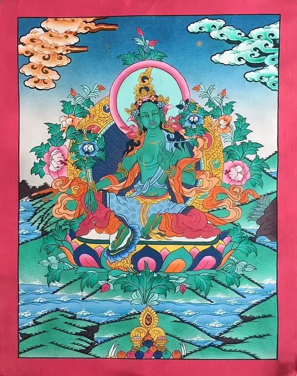 Green Tara Thangka (Brocadeles