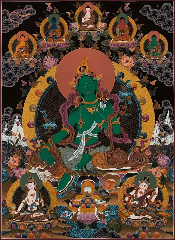 Green Tara Thangka (Brocadeles