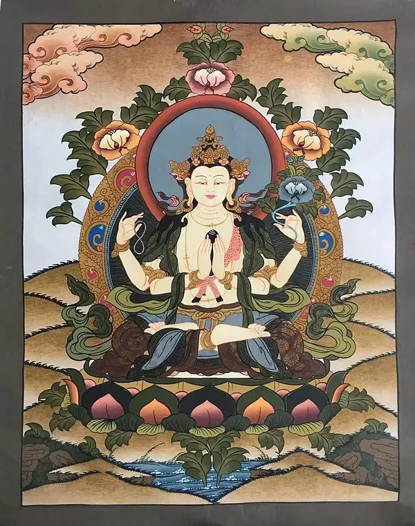 Chengrezig Thangka (Brocadeles