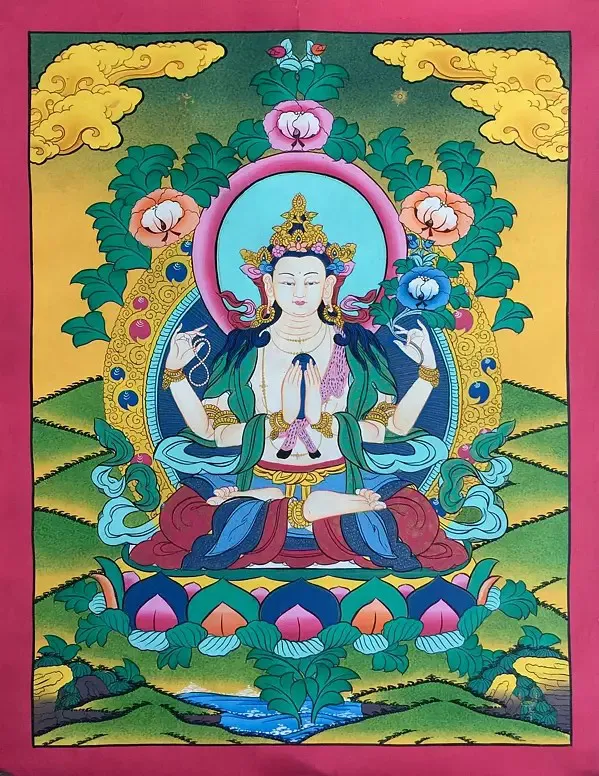 Chengrezig Thangka (Brocadeles