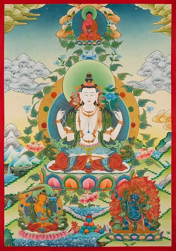 Chengrezig Thangka (Brocadeles
