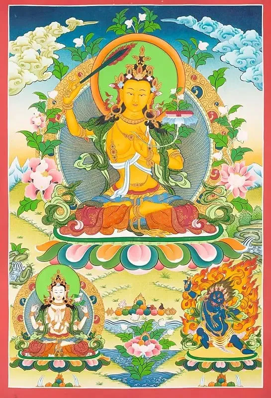 Manjushree Thangka (Brocadeles