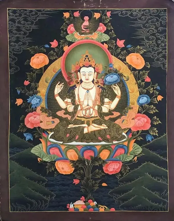 Goddess Chengrezig Thangka (Br