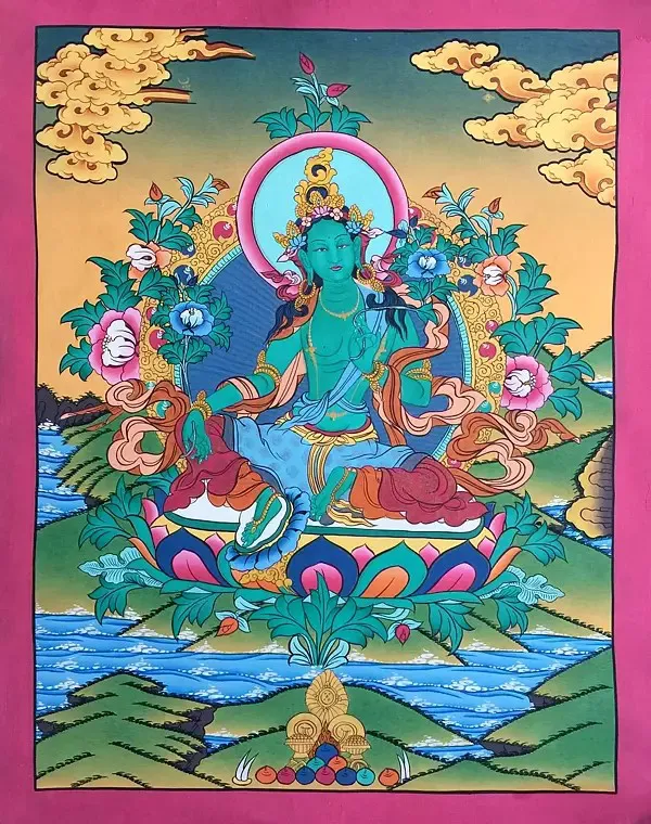 Green Tara Thangka (Brocadeles