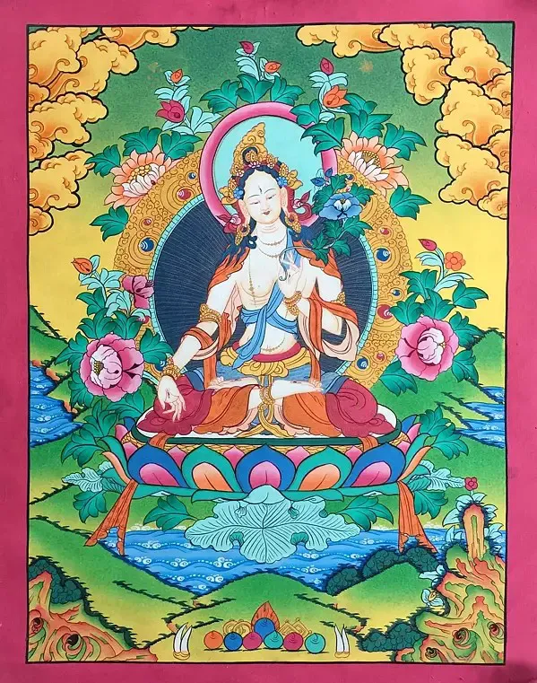 White Tara Thangka (Brocadeles