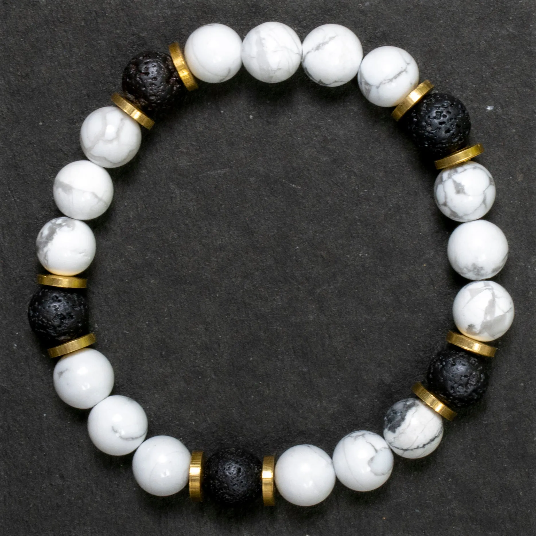 Howlite and Lava Stone Bracele
