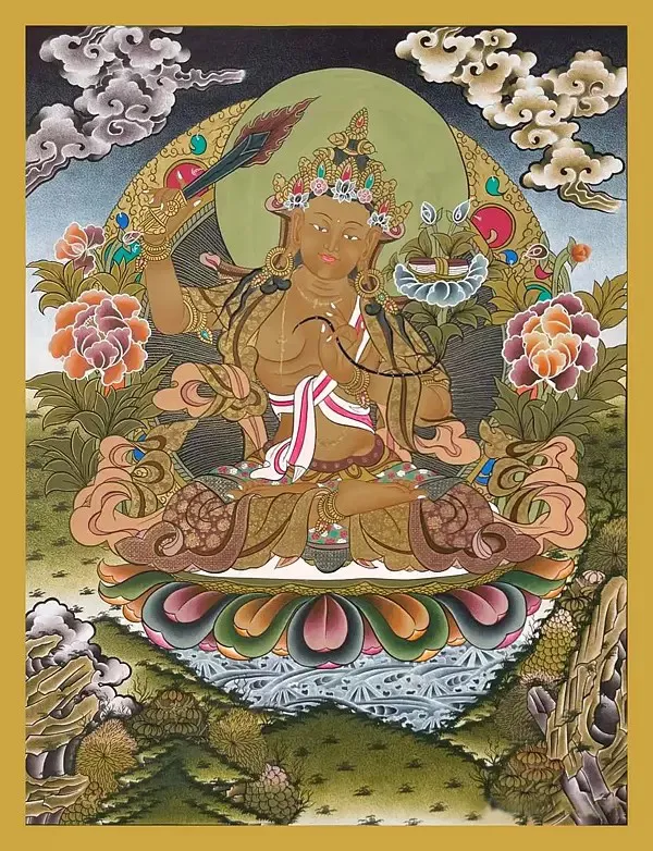 Manjushree Thangka (Brocadeles