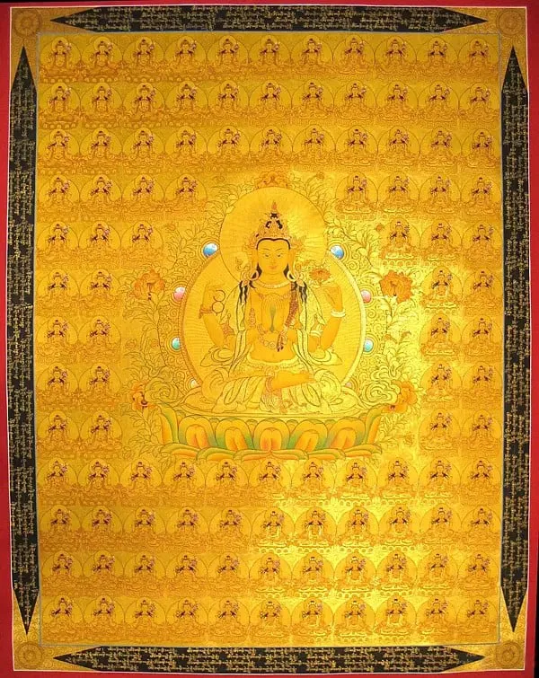 108 Chenrezig Thangka (Brocade
