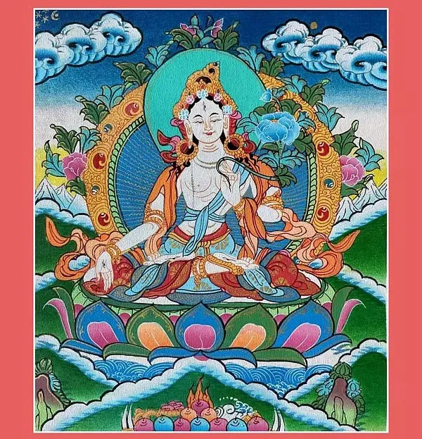 White Tara Thangka Painting (B