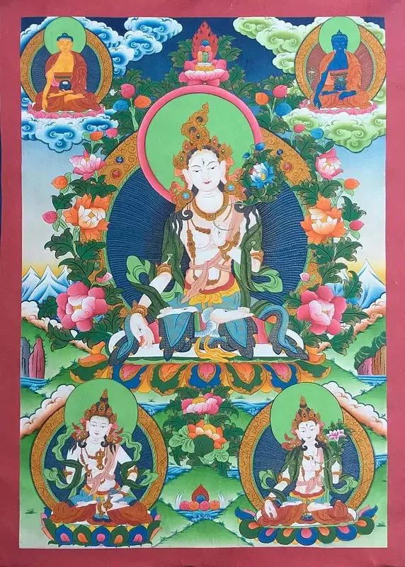 White Tara Thangka (Brocadeles