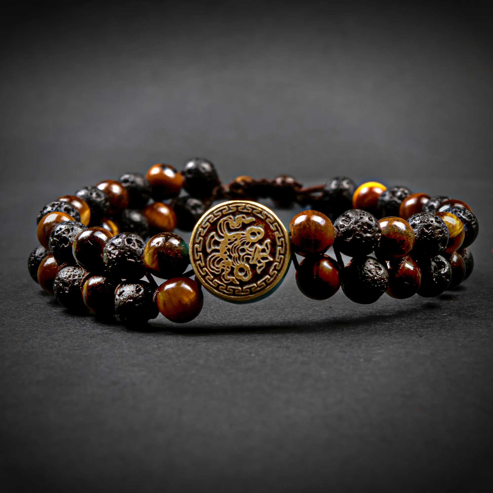 Tiger Eye Lava Stone Double La