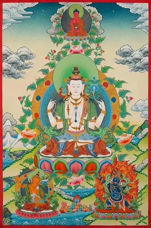 Goddess Chengrezig Thangka (Br