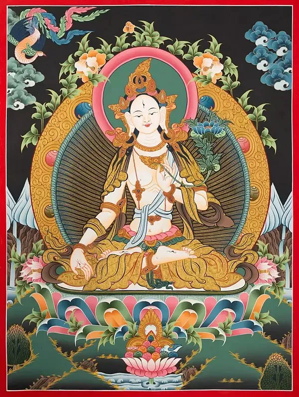 White Tara Thangka (Brocadeles