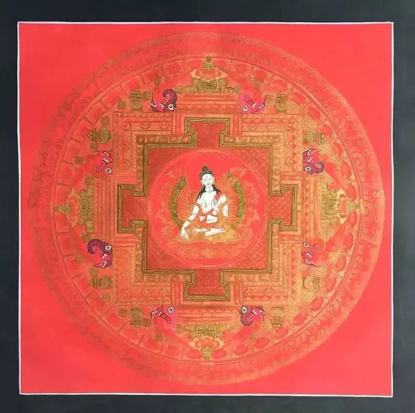 White Tara Mandala Thangka in 