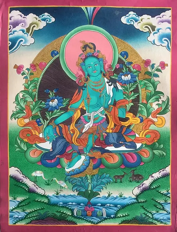 Green Tara Thangka (Brocadeles