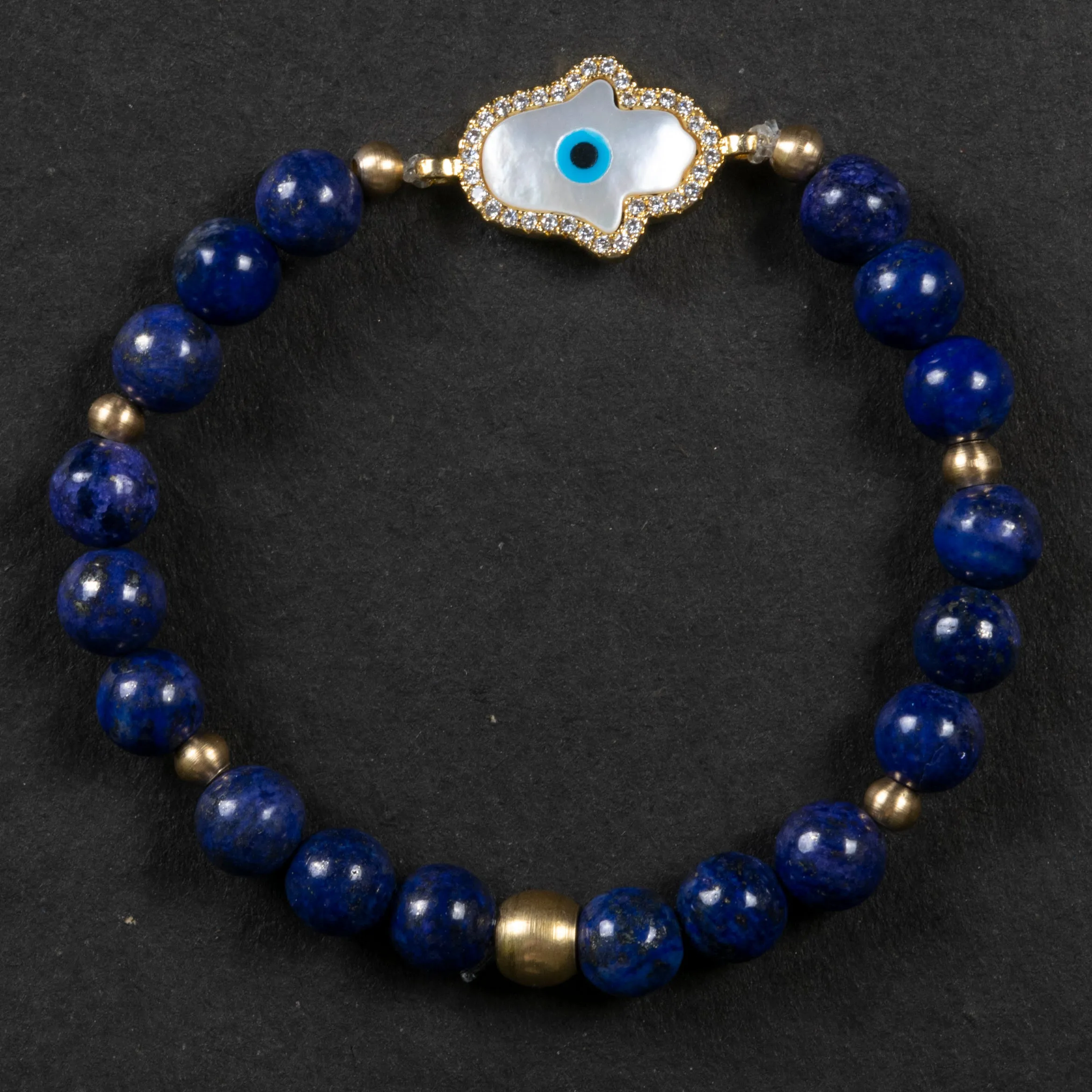 Lapis Hamsa Hand Charm Bracele
