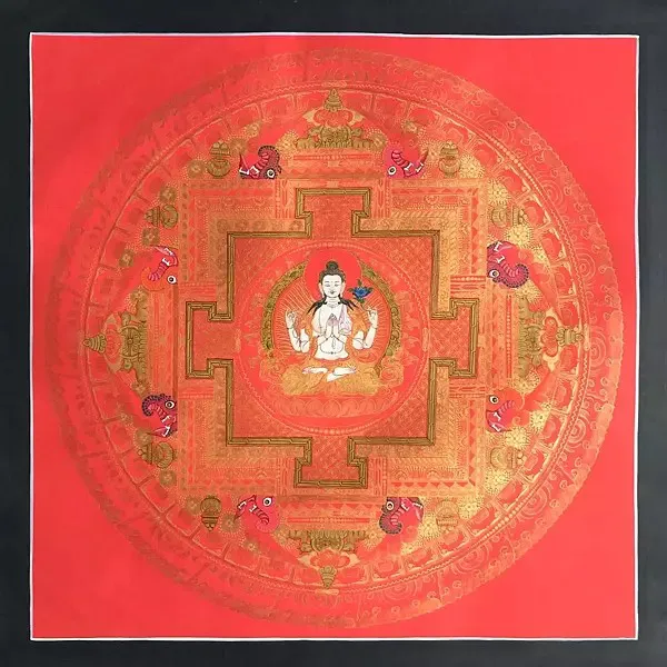 Chengrezig Mandala Thangka in 