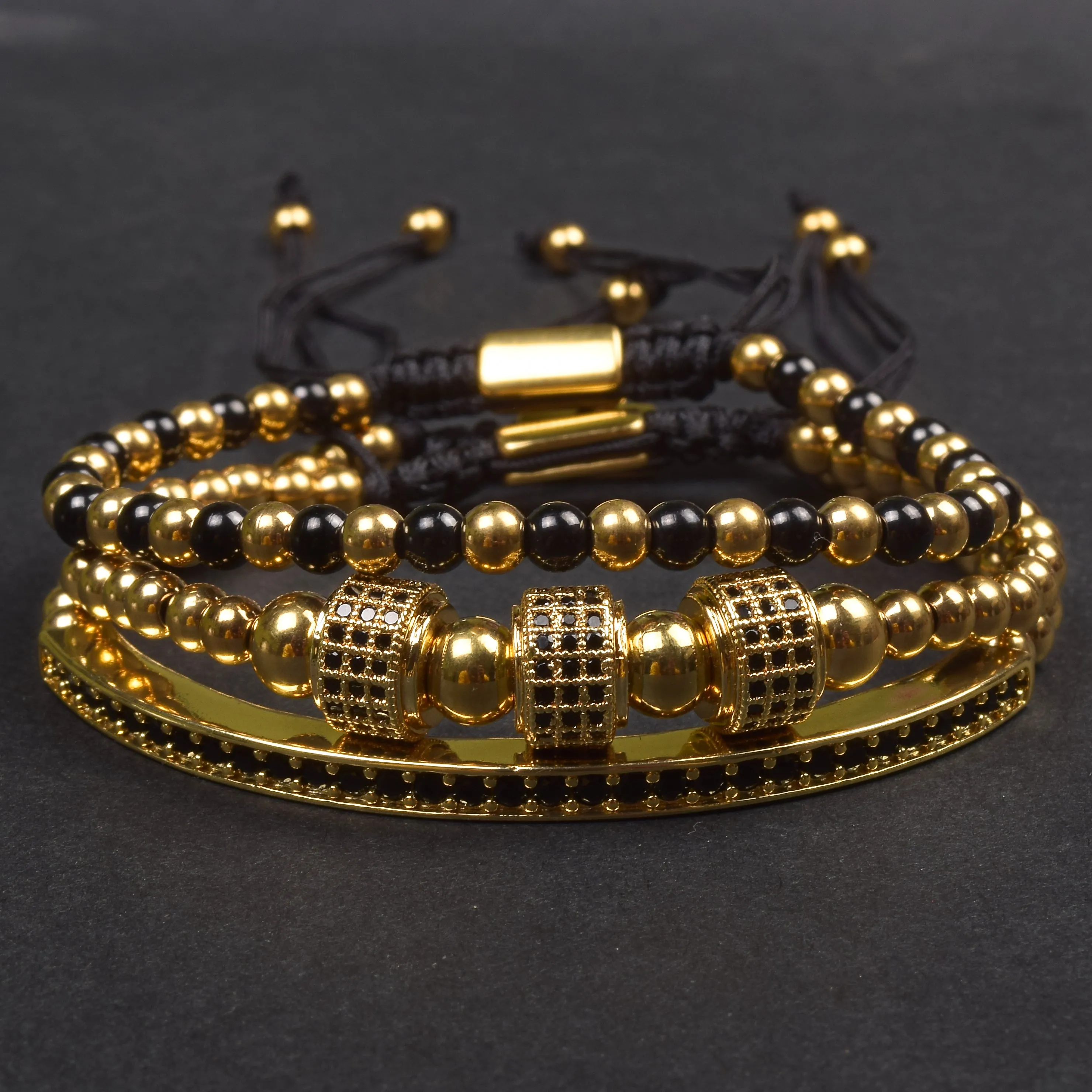 Onyx Black and Gold Bracelet S