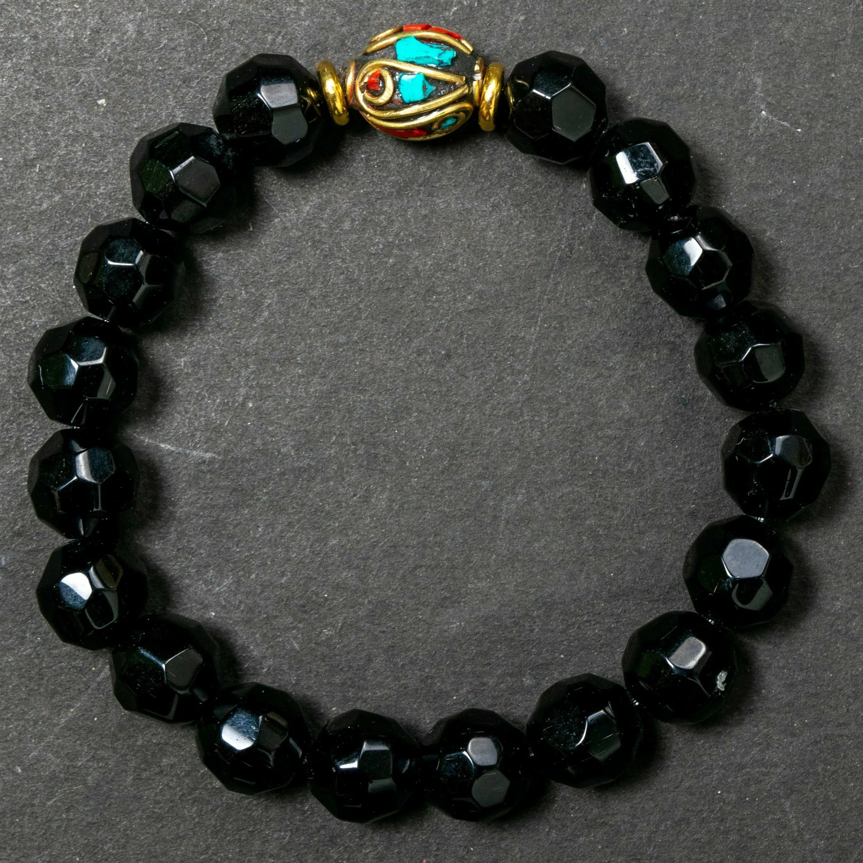 Black Onyx Diamond Cut Bracele